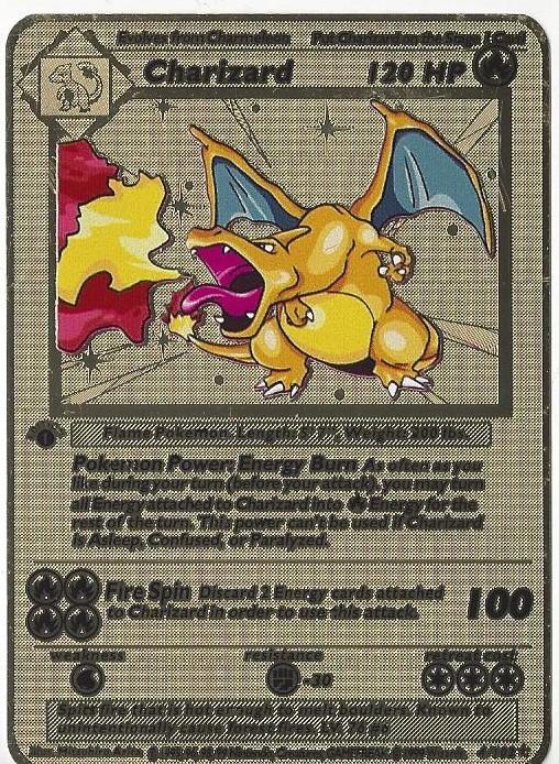 Pokémon Charizard 120 HP metal collector card | Old School Toys