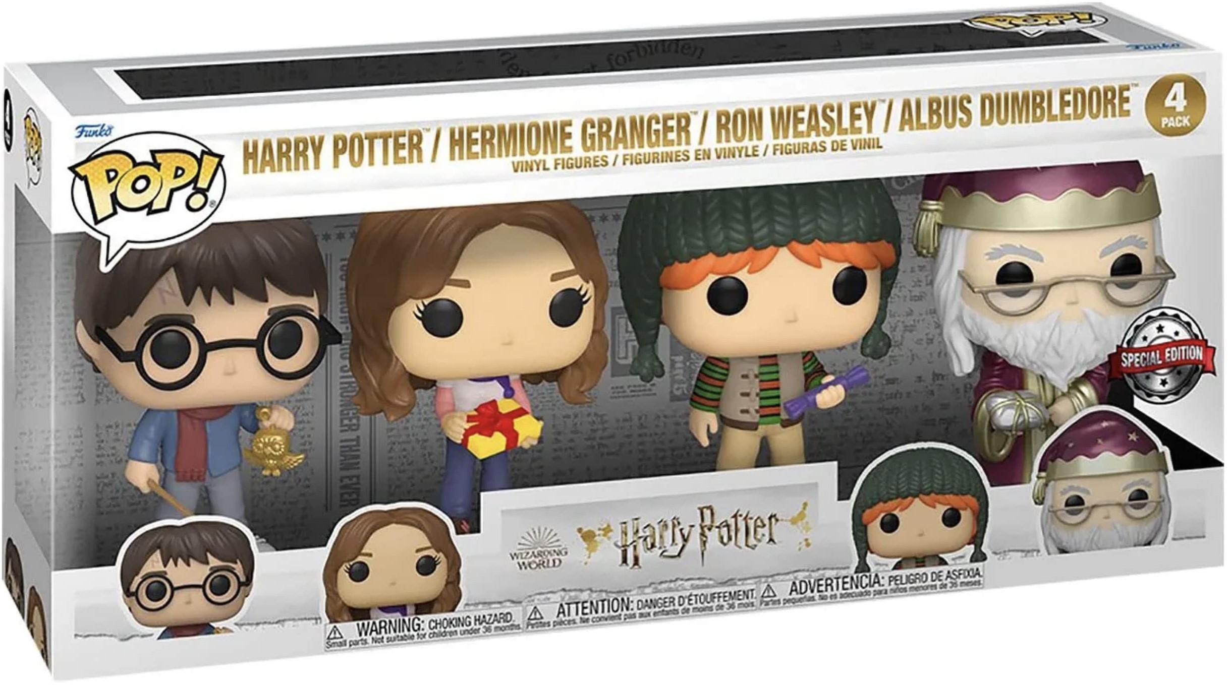 Harry Potter / Hermione Granger / Ron Weasley / Albus Dumbledore (holiday)  4-pack Pop Vinyl Harry Potter (Funko) metallic exclusive